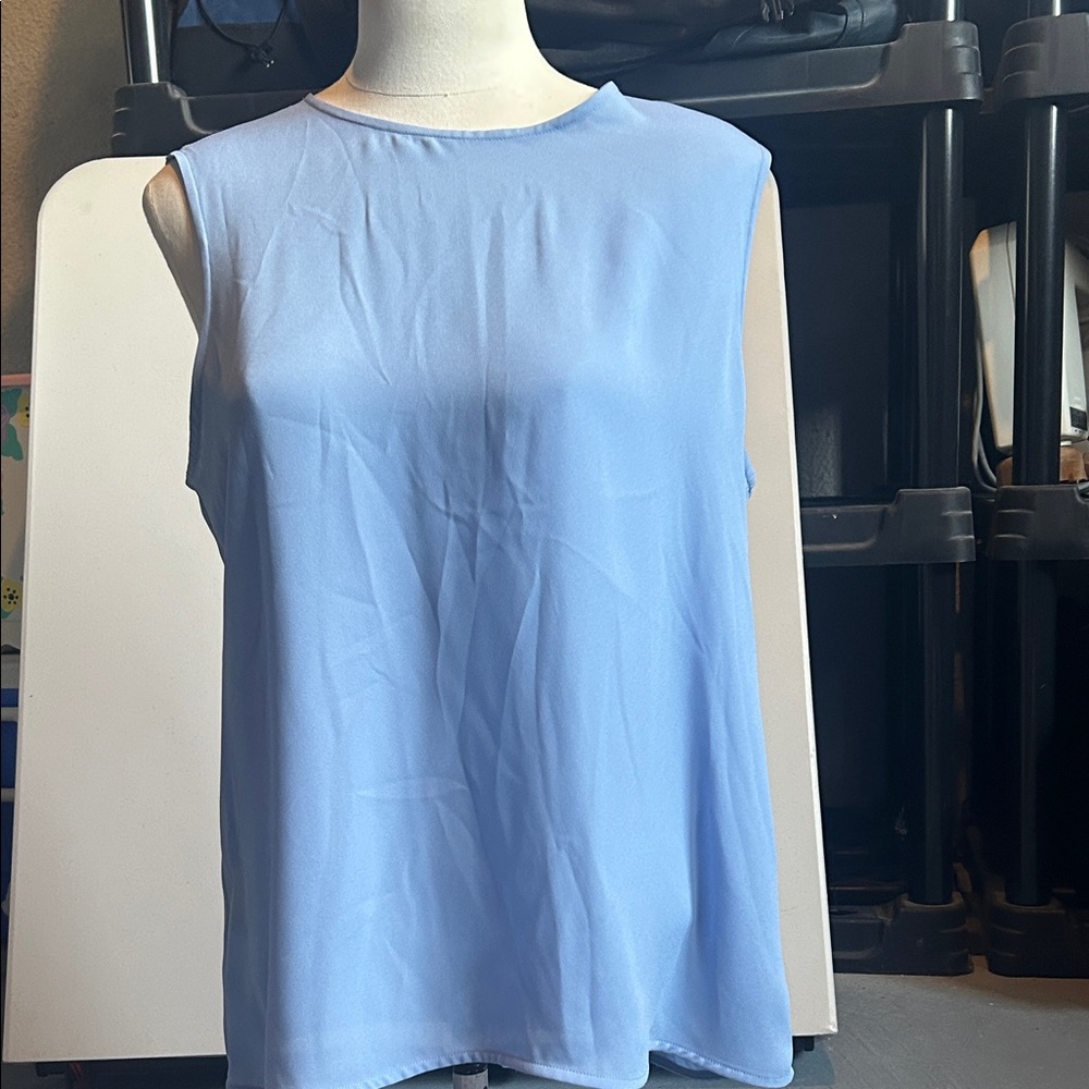 Diane Von Furstenberg Light Blue Sleeveless Blouse Original price $158